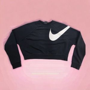Nike Swoosh Black Versa Crop Training Sweatshirt Long Sleeve AJ4305-010 S Small